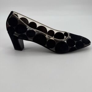 Herbert Levine Vintage 1960's Black Clear Balloon Pumps Women's Size 9.5 AA Rare